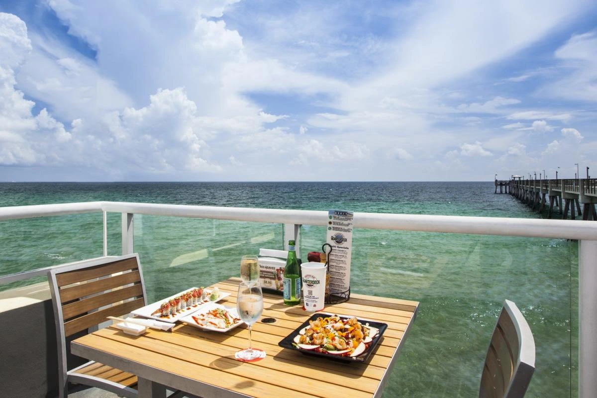 Quarterdeck Dania Beach Pier oceanfront patio table